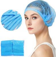 tick mark Premium Blue100pcBreathable NonWoven Fabric Bouffant cap|Hair Net Cap|Salon,Spa| Surgical Head Cap(Disposable)