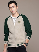 Roadster Printed Round Neck Casual Men Grey Sweater