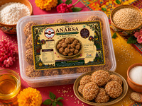 MOM'S BAKERY Bihari Anarsa Sweet | Traditional Rice Flour & Sesame Coated Festive Treat(350 g)