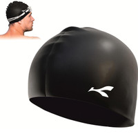 Konex Waterproof Silicone|Stretchable & Quick-Dry|Prevents Hair Pull & Chemical Damage Swimming Cap(Black, Pack of 1)
