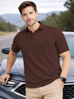 VeBNoR Solid Men Polo Neck Brown T-Shirt