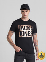 JACK & JONES Typography Men Round Neck Black T-Shirt