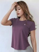 NEXSUS APPARELS Solid Women Round Neck Purple T-Shirt