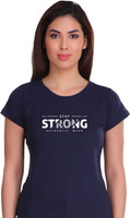 APE Typography Women Round Neck Dark Blue T-Shirt
