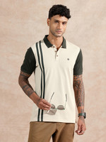 WROGN Colorblock Men Polo Neck Beige T-Shirt