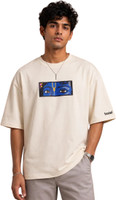 TOXIEL Printed Men Round Neck Beige T-Shirt