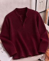 AUSK Self Design Men Henley Neck Purple T-Shirt