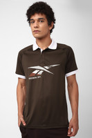 REEBOK Solid Men Polo Neck Brown T-Shirt