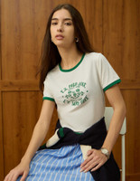 U.S. POLO ASSN. Printed Women Round Neck White T-Shirt