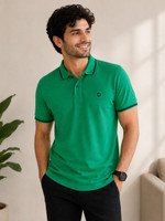 Dollar Solid Men Polo Neck Green T-Shirt