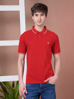 Dollar Solid Men Polo Neck Red T-Shirt