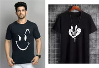 Glikae Graphic Print Men Round Neck Black T-Shirt