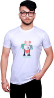 NITYANAND CREATIONS Printed, Typography Men Round Neck White T-Shirt