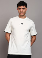 ADIDAS Solid Men Round Neck White T-Shirt