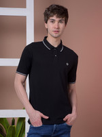 Dollar Solid Men Polo Neck Black T-Shirt