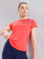 HRX by Hrithik Roshan Printed Women Round Neck Red T-Shirt