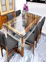 kinderjoy PVC 6 Seater Floral Table Cover(Transparent)