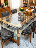 CHANDER Plastic 6 Seater Solid Table Cover(TRANSPARENT, GOLDEN)