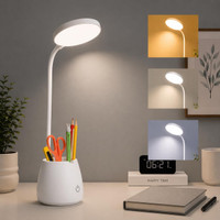 One94Store RoundGlow Rechargeable LED Desk Lamp – Touch Control Table Lamp with 1200mAh Study Lamp(40.5 cm, White)