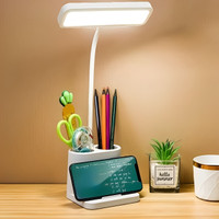 FIRSTLIKE 360 Degree Flexible Neck, Touch Switch Rechargeable Desk Eye Protection Table Lamp(36 cm, White)