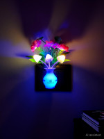 InspireCloud auto ON/Off Sensor Mushroom Shape LED- Multicolor Light Illuminated and Flowers Night Lamp(18 cm, Dark pink / white)