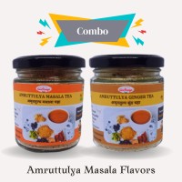 SwaDuniya Amruttulya Tea Combo of 2: Masala Flavor & Ginger Flavor Tea Glass Bottle(2 x 75 g)
