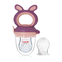 LuvLap Bunny Silicone Food/Fruit Nibbler with Extra Mesh, Soft Pacifier & feeder Feeder(Purple & Pink)