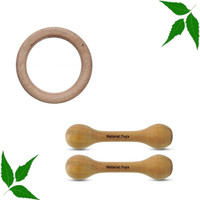 Natural.Toys Wooden Teether newborn Teethers Chusni Soother Teething Ring baby Teething Toys Teether(Beige)