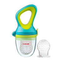 LuvLap Elegant Silicone Food/Fruit Nibbler with Extra Mesh, Soft Pacifier & feeder Feeder(Blue & Green)