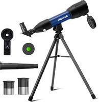 sounce 50mm Astronomical Refractor Telescope 86x Zoom, Phone Holder, Tripod Refracting Telescope(Manual Tracking)