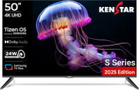 Kenstar 127 cm (50 inch) Ultra HD (4K) LED Smart Tizen TV 2025 Edition with Metal Frameless Design | 24W Dolby Audio | Samsung TV Plus (100+ Free Channels) | Voice enabled Smart Remote(50UHDTDKEETB)