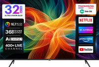 Thomson 80 cm (32 inch) QLED HD Ready Smart JioTele OS TV 2026 Edition with 36W Sound Output 2 Speaker 350 Nits Brightness 400+ free live TV channels 300+ JioGames Web Browser Sports Mode Bezel Less Design(32TJHQ002) Flipkart Deal