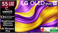 LG evo AI G5 139 cm (55 inch) OLED Ultra HD (4K) Smart WebOS TV 2025 Edition with Alpha 11 AI Processor 4K Gen2 | Brightness Booster Ultimate | AI Picture Pro | Dolby Vision | AI Sound Pro (Virtual 11.1.2ch Up-mix) | Dolby Atmos | Up to 165Hz Variable Refresh Rate | 60W Sound Output | 2.5 GB RAM | 1