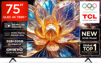 TCL QD-Mini LED Dimming T89D 189.31 cm (75 inch) QLED Ultra HD (4K) Smart Google TV 2026 Edition with TCL Ai HVA Panel Dolby Vision- Atmos, 42W ONKYO 2.1 Hi-Fi System Native Refresh Rate 144Hz, DLG 288Hz MEMC 120 Hz(75T89D)