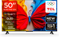TCL S5K 126 cm (50 inch) QLED Full HD Smart Google TV with 100% Color Volume Plus , 28W Dolby Audio , Google Assitant , Chromecast built-in ,Metallic Bezel-less , Slim Design(50S5K)