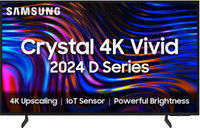 Samsung Crystal 4K Vivid 108 cm (43 inch) Ultra HD (4K) LED Smart Tizen TV with 4K Upscaling | Purcolor | Auto Game Mode | Q-Symphony | Voice Ready | Knox Security(UA43DUE70BKLXL)