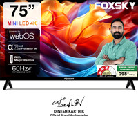 Foxsky 190.5 cm (75 inch) Ultra HD (4K) Mini LED Smart WebOS TV 2026 Edition with 2.1CH Audio System Tuned by 40W, Native 60Hz Refresh Rate(FS75MINILED)