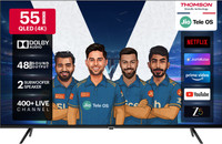 Thomson 139 cm (55 inch) QLED Ultra HD (4K) Smart JioTele OS TV 2025 Edition with | 3 Months Free JioHotstar| 48W Sound Output | 2 Speaker | 450 Nits Brightness | Dolby Audio | Multilingual Voice Assistant | 300+ free live TV channels | 300+ JioGames | Web Browser | Sports Mode | Bezel Less Design(5