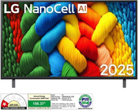 LG NanoCell NANO 83A 108 cm (43 inch) Ultra HD (4K) NanoCell Smart WebOS TV with Smart TV with α7 AI Processor 4K Gen8, Filmmaker Mode with Dolby Atmos 2025(43NANO83A6A)
