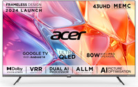 Acer Super Series 108 cm (43 inch) QLED Ultra HD (4K) Smart Google TV with Android 14 (Black) | MEMC | ALLM | VRR | AI Picture Optimisation | 80W PRO Speakers | GIGA Bass | Dolby Vision-Atmos(AR43QDXGU2875AT)
