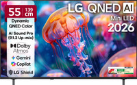 LG AI QNED65 139 cm (55 inch) Ultra HD (4K) Mini LED Smart WebOS TV 2026 Edition with Dynamic QNED Color, Alpha7 AI Processor 4K Gen8, HDR10 Pro, Dolby Atmos, AI Sound Pro (9.1.2 ch), Multi AI (Google Gemini & MS Copilot), Linear Flow Design, 60Hz VRR, 5 Years OS upgrade, Secured by LG Shield, LG Ch