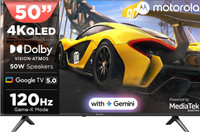 MOTOROLA 127 cm (50 inch) QLED Ultra HD (4K) Smart Google TV with 5.0 OS, 50 W speaker, 120Hz Game accelerator, and Dolby Atmos(50UHDGQMWSDQ)