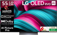 LG evo AI C5 139 cm (55 inch) OLED Ultra HD (4K) Smart WebOS TV 2025 Edition with Alpha 11 AI Processor 4K Gen2 | Brightness Booster | AI Picture Pro | Dolby Vision | AI Sound Pro (Virtual 11.1.2ch Up-mix) | Dolby Atmos | Up to 144Hz Variable Refresh Rate | 40W Sound Output | 2.5 GB RAM | 16 GB ROM