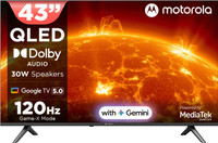 MOTOROLA 108 cm (43 inch) QLED Ultra HD (4K) Smart Google TV with 5.0 OS, 30 W speaker, 120Hz Game accelerator, and Dolby Audio(43UHDGQMWSDQ)