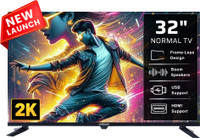 Uniboom Astra 80 cm (32 inch) HD Ready LED TV 2025 Edition with Firing Boom Speakers | Frameless | Aura Vision Display | Monitor Support | Dual USB(32N-ULT-AED)