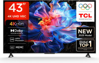 TCL 108 cm (43 inch) Ultra HD (4K) LED Smart Google TV 2025 Edition with MEMC | Dolby Vision-Atmos | HVA Panel & Metallic Bezel-Less(43V6C)