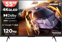 MOTOROLA 140 cm (55 inch) QLED Ultra HD (4K) Smart Google TV 2025 Edition with 5.0 with 48 W speaker, 120Hz Game accelerator, and Dolby Atmos(55UHDGQMVSAQ)