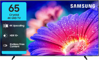 Samsung Crystal 4K Vista 163 cm (65 inch) Ultra HD (4K) LED Smart Tizen TV 2025 Edition with 4K Upscaling | HDR 10+ | PurColor | Slim Look | Samsung Knox Security | 100+ Free Channels | Voice Ready with SmartThings App | Universal Gestures(UA65UE81AFULXL)