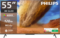 PHILIPS 138 cm (55 inch) QLED Ultra HD (4K) Smart Google TV 2025 Edition with Dolby Vision & HDR 10+ | 120Hz Refresh Rate | 50W Dolby Atmos 2.1.2 Channel | Wider Colour Gamut | Ultra Narrow Bezel | 3GB RAM & 16GB Storage(55PQT8300/94)