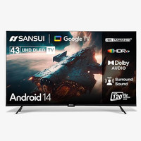 Sansui sansui 109 cm (43 inch) Ultra HD (4K) LED Smart Google TV with 5.0 Android 14 Bezel Less Design, HSR 120Hz, HDR10 & HLG LED(JSW43UG23(2025))